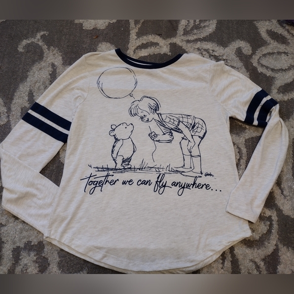 Disney Winnie The Pooh and Christopher Robin Rugby Baseball Long Sleeve … - Picture 1 of 2